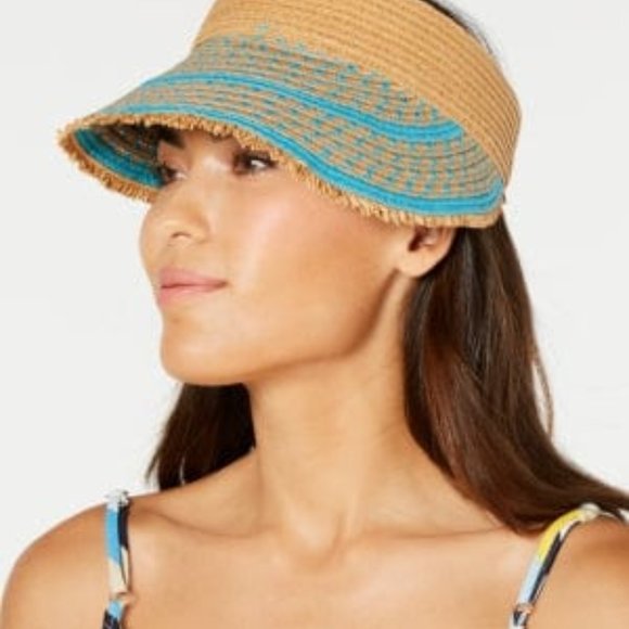 Womens Solid Straw Visor By INC - Picture 2 of 3